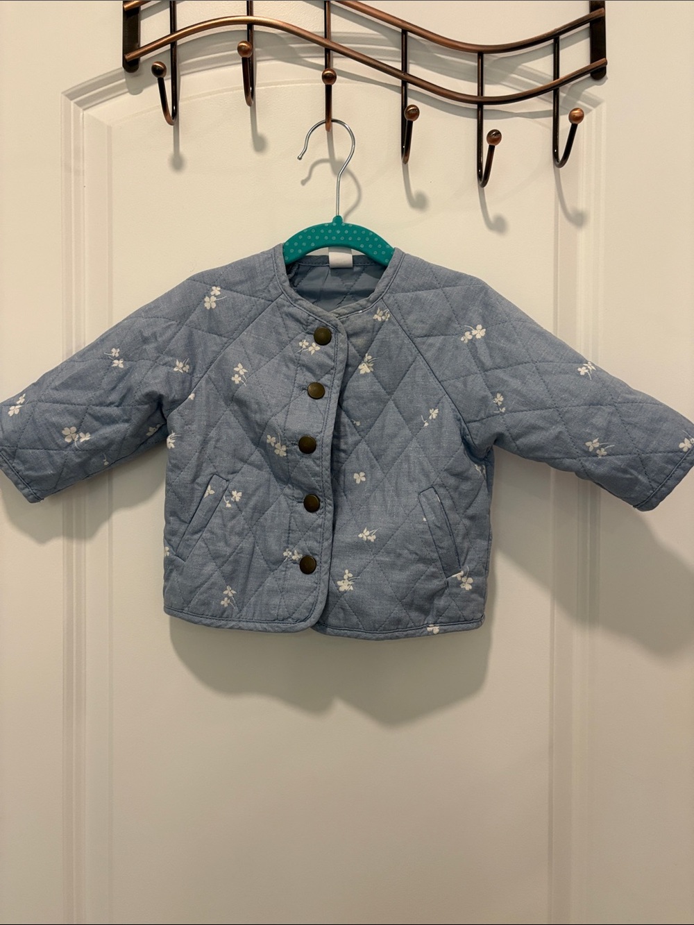 GAP Light Blue Quilted Floral Puffer Jacket